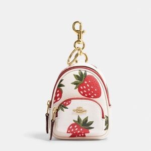 Coach Mini Court Backpack
Bag Charm With Wild Strawberry Print